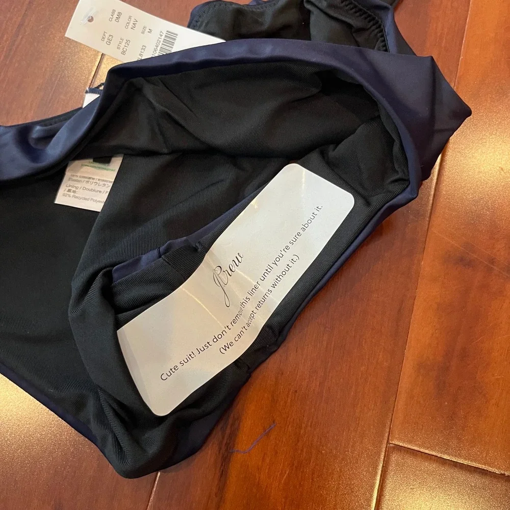 J.Crew Bikini Bottom Swim Navy Blue Solid High‎ Cut BC125 New Size Medium